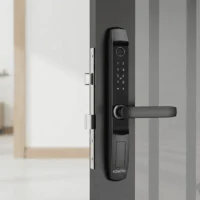 Khóa cửa nhôm vân tay màu đen thiết kế nhỏ gọn hiện đại cho cửa xingfa