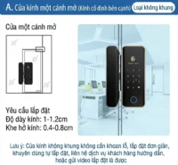 Hướng dẫn cách chọn khóa điện tử cho cửa kính một cánh không khung với độ dày kính từ 1-1.2cm.