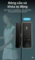 Khóa cửa kính thông minh với tính năng đóng cửa và khóa tự động an toàn.