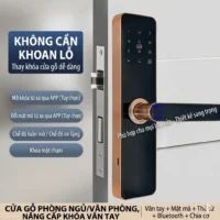 Khóa điện tử vân tay tay gạt cho cửa phòng ngủ Kenitsu