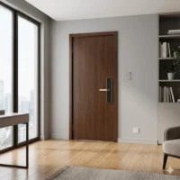 Khóa vân tay màu đồng cửa gỗ Kenitsu lắp cho phòng làm việc hiện đại