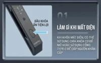 Vị trí ổ khóa cơ dự phòng và cổng sạc khẩn cấp trên khóa Kenitsu HT66