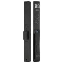 Khóa cửa thông minh chuyên dụng cho cửa nhôm, tích hợp công nghệ mở khóa bằng khuôn mặt (Face ID) thương hiệu Kenitsu SR5 màu đen.