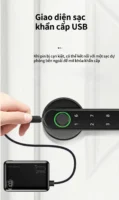 Giao diện cổng sạc khẩn cấp USB khóa vân tay phòng ngủ Kenitsu TC60