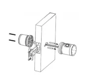 Bản vẽ từng bước gắn kết cụm khóa thông minh Kenitsu MDB vào đố cửa bằng vít cố định