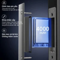 Khóa cửa cổng vân tay Kenitsu Pro trang bị pin sạc Lithium dung lượng cao 4000mAh