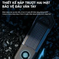 Khóa cửa cổng ngoài trời Kenitsu Pro với thiết kế nắp trượt hai mặt bảo vệ đầu đọc cảm biến vân tay