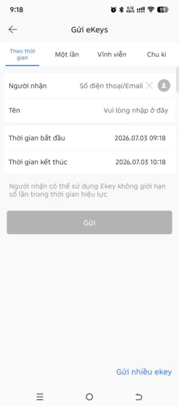 Cách chia sẻ quyền truy cập từ xa bằng chìa khóa điện tử eKey trên app ttlock