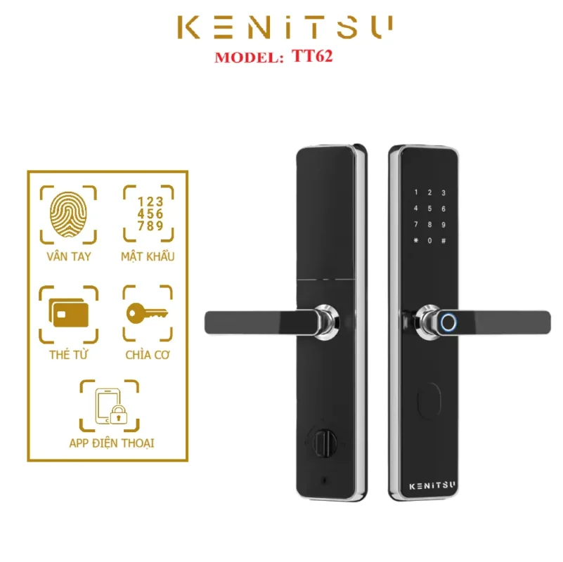 Khóa Cửa Thông Minh Kenitsu TT62 - Vân Tay, App TTLock Chính Hãng
