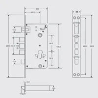 RUỘT KHÓA VÂN TAY 8 Bản vẽ thân khóa cửa điện tử tâm 60/68 mm.