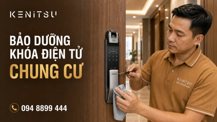 Bảo dưỡng khóa cửa điện tử chung cư Samsung do kỹ thuật viên Kenitsu thực hiện