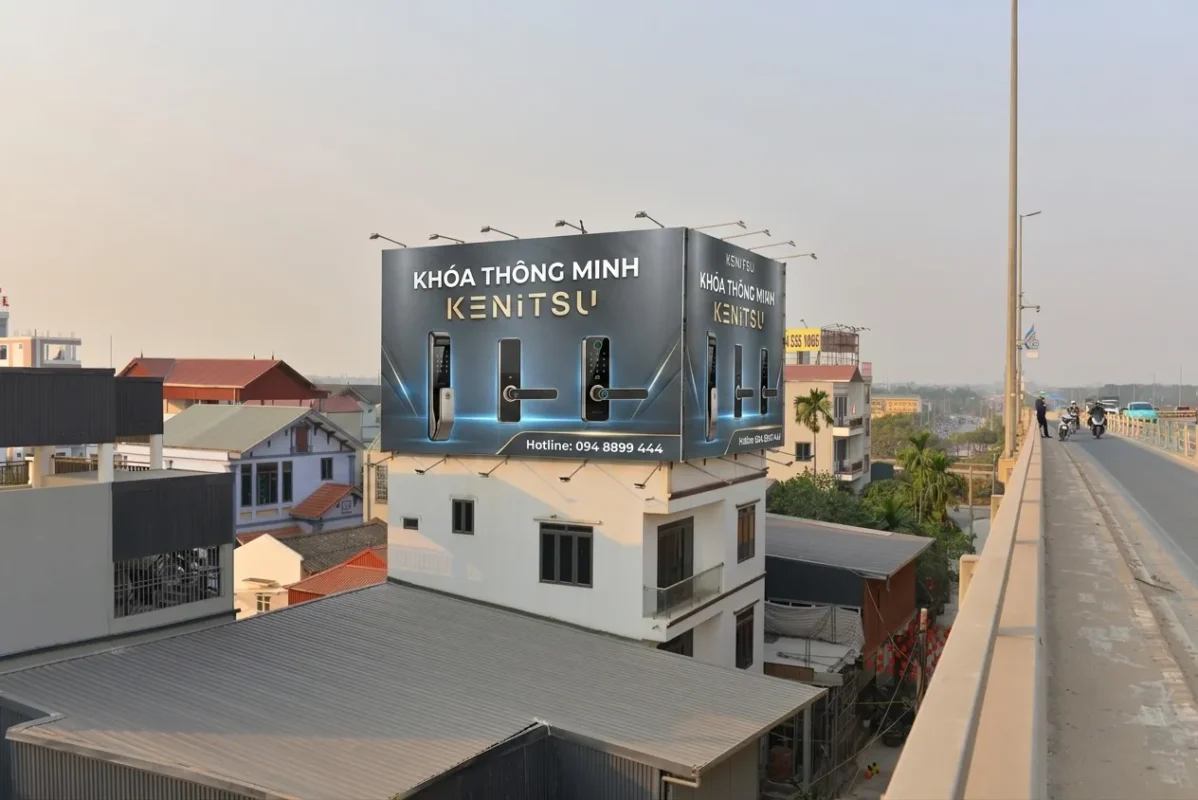 Mã số ảo khóa cửa là gì? 7 cách dùng an toàn 5 Biển quảng cáo thương hiệu khóa thông minh Kenitsu và số 094 8899 444