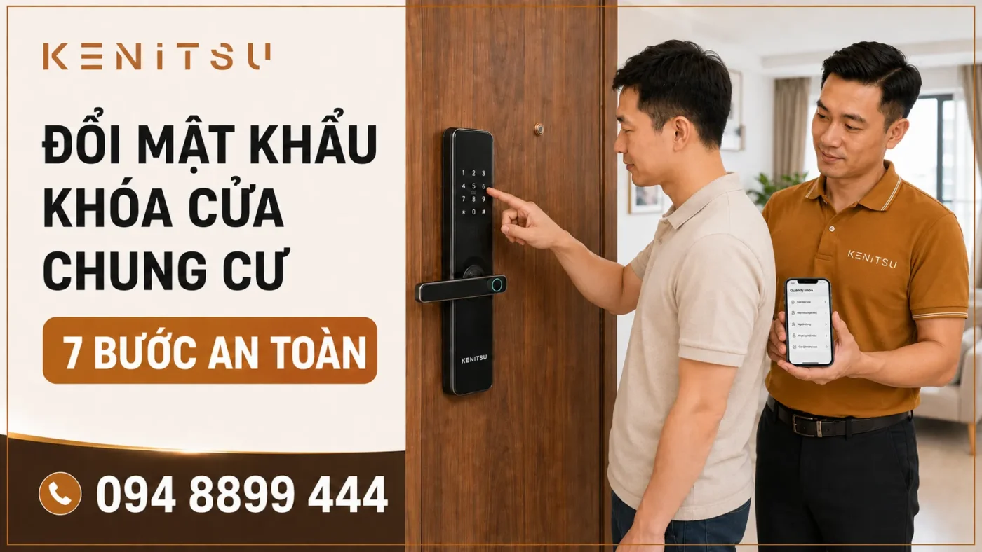 Kỹ thuật viên Kenitsu hướng dẫn đổi mật khẩu khóa cửa chung cư