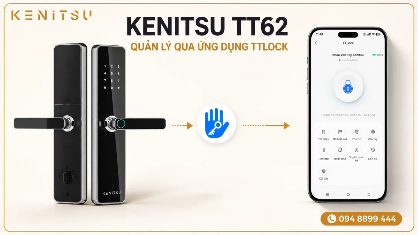Khóa Vân Tay Có Lưu Lịch Sử Mở Cửa Không? 5 Khóa Kenitsu TT62 quản lý và xem lịch sử qua ứng dụng TTLock