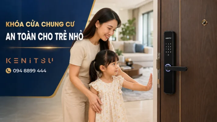 Khóa cửa chung cư cho trẻ nhỏ an toàn với khóa thông minh Kenitsu