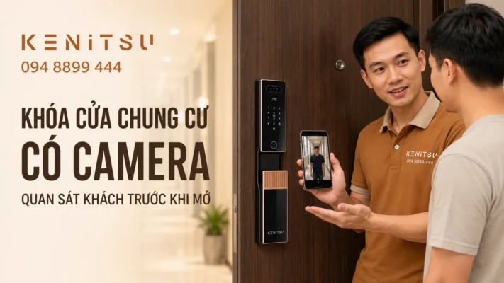 Khóa cửa chung cư có camera Kenitsu HIG09 quan sát khách qua điện thoại