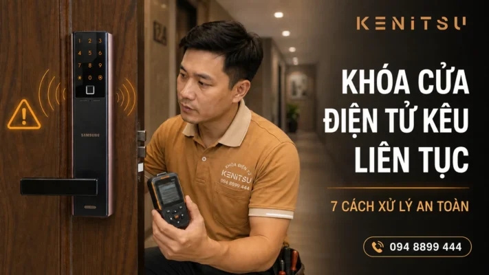 Khóa cửa điện tử kêu liên tục Samsung được kỹ thuật viên Kenitsu kiểm tra