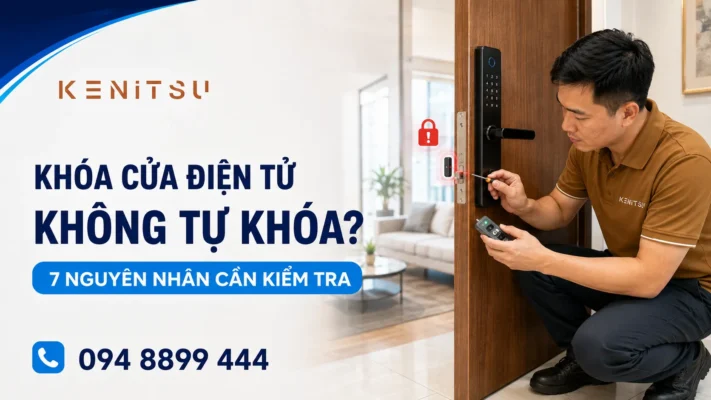 Kỹ thuật viên Kenitsu kiểm tra khóa cửa điện tử không tự khóa