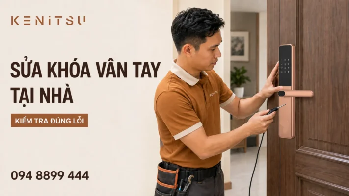 Kỹ thuật viên Kenitsu sửa khóa vân tay TA68 tại nhà Hà Nội