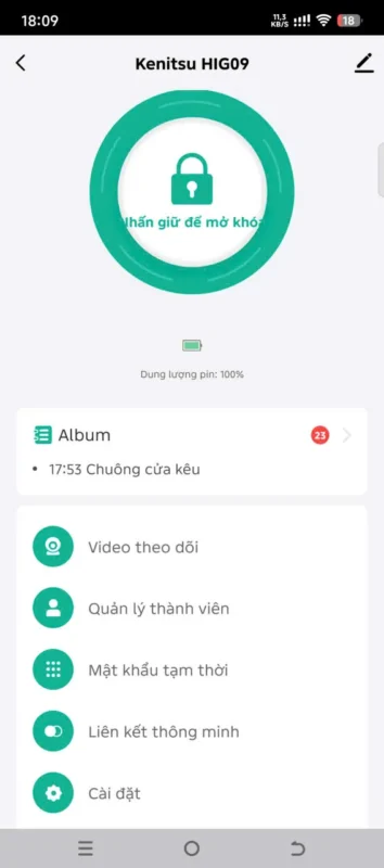 Khóa cửa chung cư chống trộm: 9 tiêu chí chọn an tâm 6 Quản lý khóa Kenitsu HIG09 trên ứng dụng Tuya
