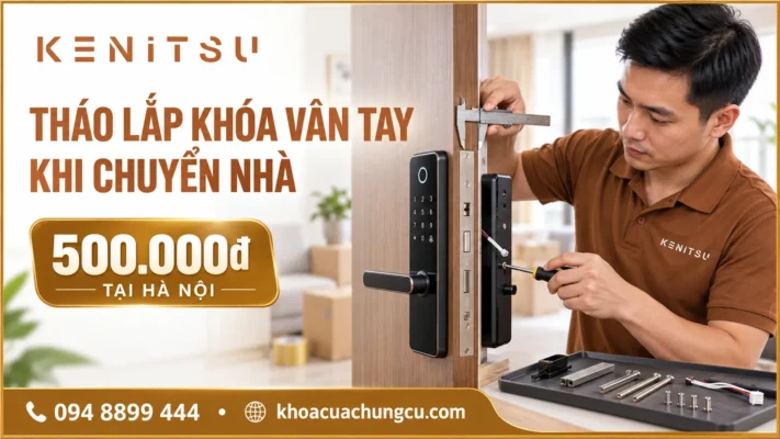 Kỹ thuật viên Kenitsu tháo lắp khóa vân tay khi chuyển nhà, giá 500.000 đồng tại Hà Nội