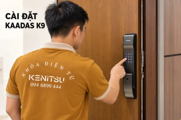 Kỹ thuật viên Kenitsu hướng dẫn cài đặt khóa Kaadas K9 trên cửa gỗ