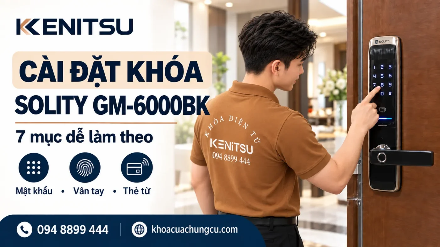 Cài đặt khóa Solity GM-6000BK: 7 mục dễ làm theo 1 Cài đặt khóa Solity GM-6000BK với nhân viên Kenitsu