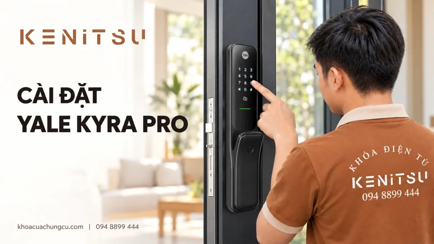 Cài đặt khóa Yale Kyra Pro: 10 mục hướng dẫn chi tiết 1 Minh họa kỹ thuật viên Kenitsu hướng dẫn cài đặt khóa Yale Kyra Pro