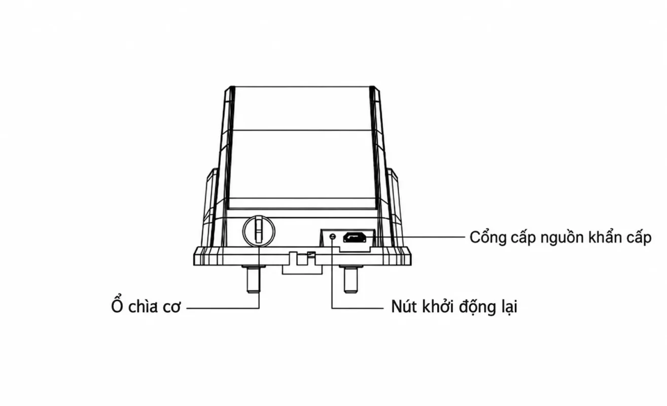 Hướng dẫn cài đặt khóa Kaadas K9 chi tiết, dễ thực hiện 6 Ổ chìa cơ, cổng cấp nguồn khẩn cấp và nút khởi động lại khóa Kaadas K9