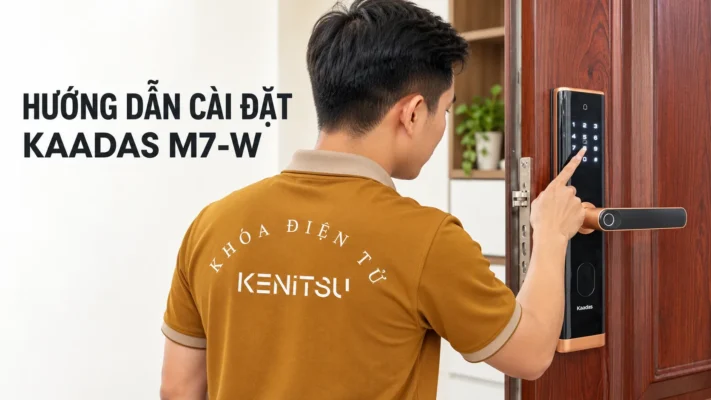 Kỹ thuật viên Kenitsu hướng dẫn cài đặt khóa Kaadas M7-W trên cửa gỗ