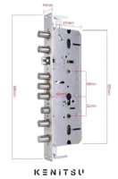 Bản vẽ kích thước ruột khóa vân tay 40x388 Kenitsu với tâm 60 và 68 mm