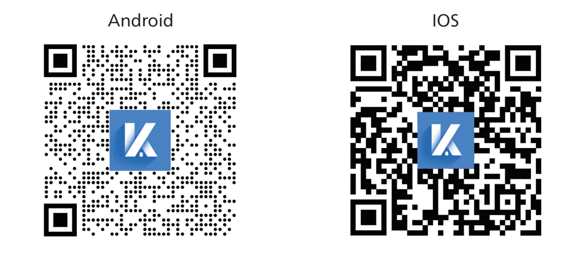 Cài đặt khóa Kaadas M7-W: Vân tay, mật khẩu và app 4 Hai mã QR tải ứng dụng Kaadas Lock cho điện thoại Android và iPhone